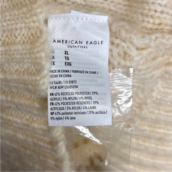 American Eagle Wool Blend Cable Knit Cardigan Sz XL - Picture 7 of 9